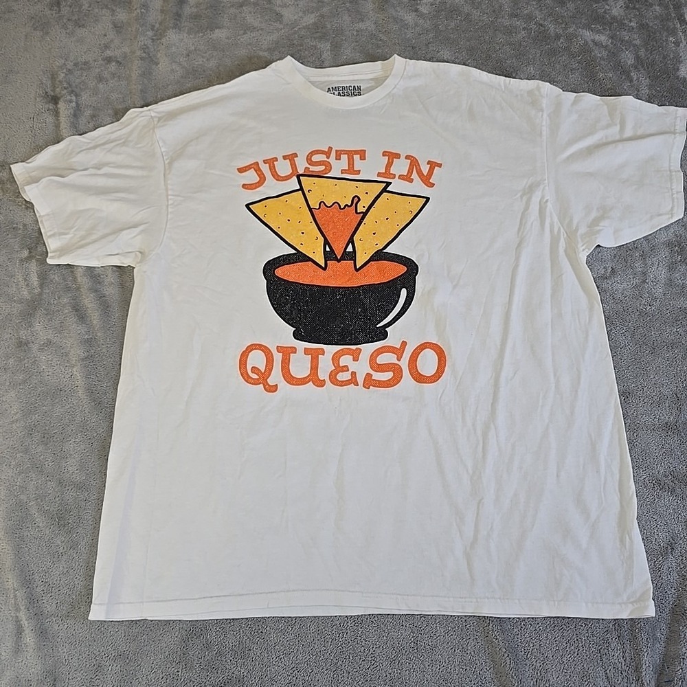 American Classics Just In Queso‎ Shirt Mens XXL White Short Sleeve Pullover